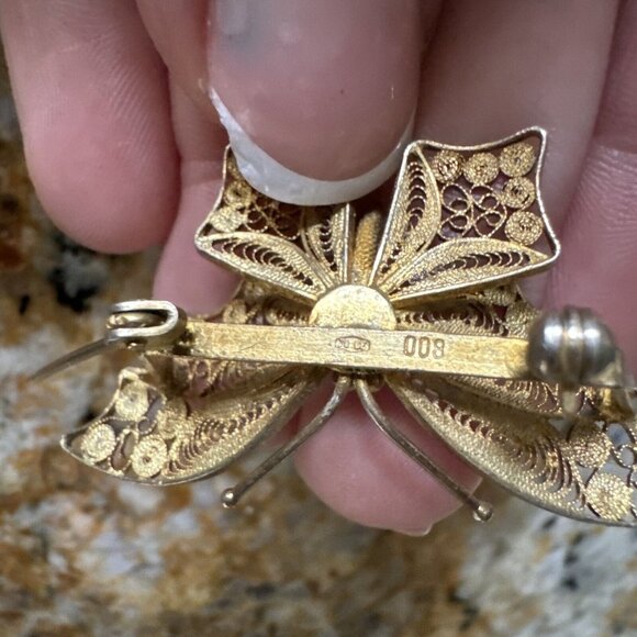 Vintage Butterfly Pin Wire Filigree Brooch Bohemian Delicate Gypsy‎ 2” Fairycore - Picture 6 of 9